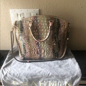 Brahmin Large Duxbury Opal Crocodile Embossed Shoulder Bag with matching wallet.